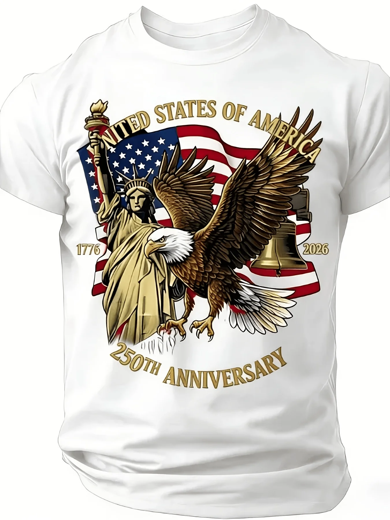 3D Printing Eagle - Erkek Kartal Baskı T-shirt Rahat Kısa