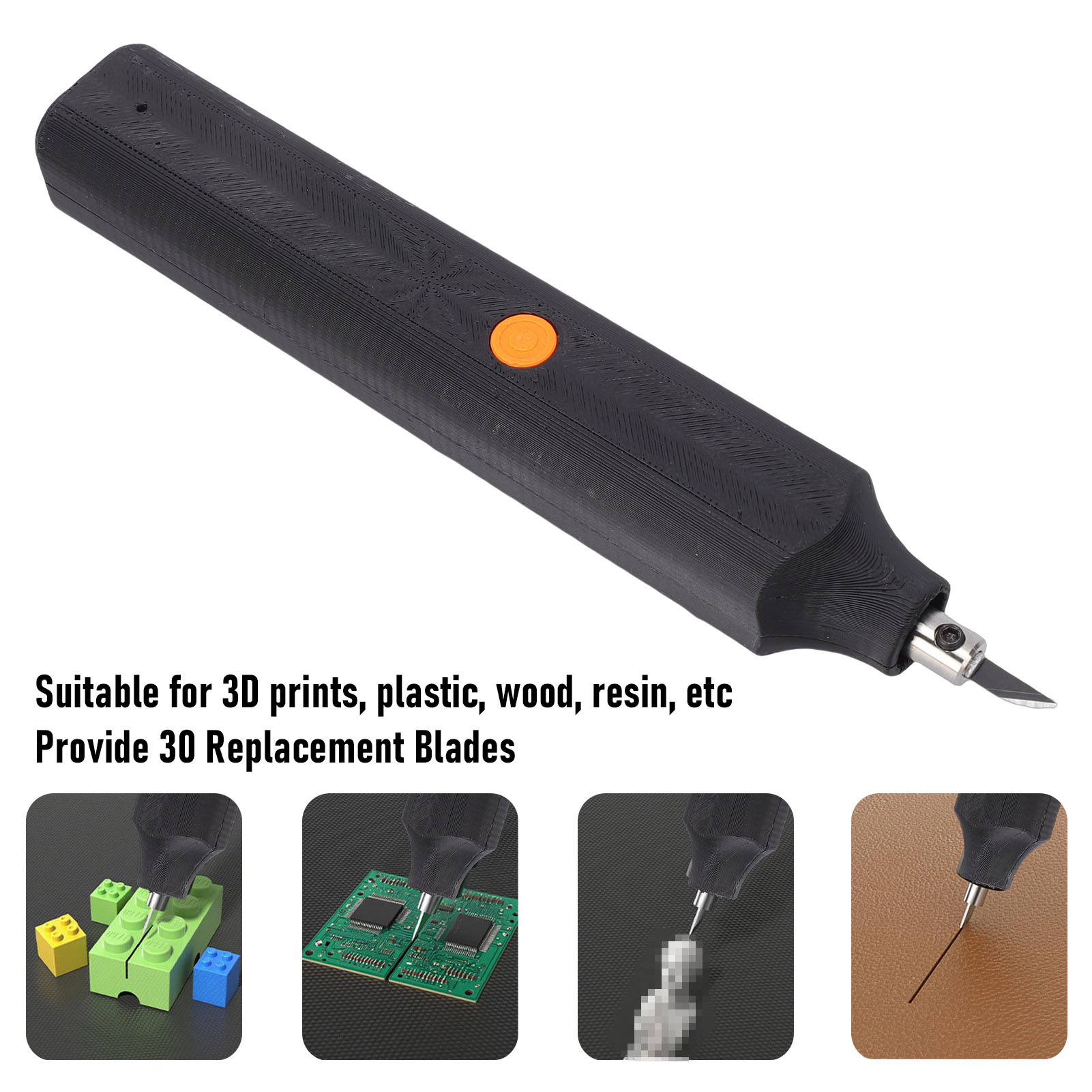 3D Printing Plastic - 40kHz Ultrasonik Kesici, 30 Yedek Bıçaklı,